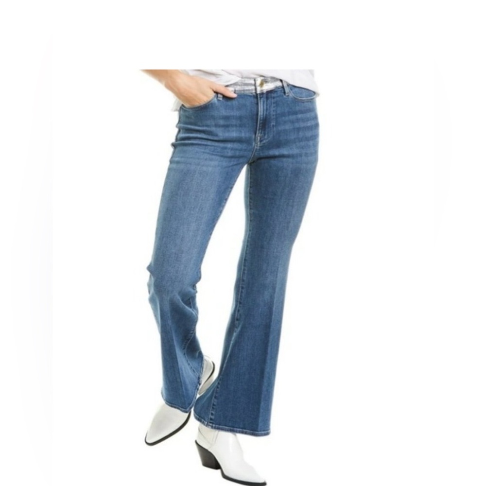 Frame Denim Le Pixie Redgrave Silver Foil High-Rise Flare Leg Jean Size‎ 27